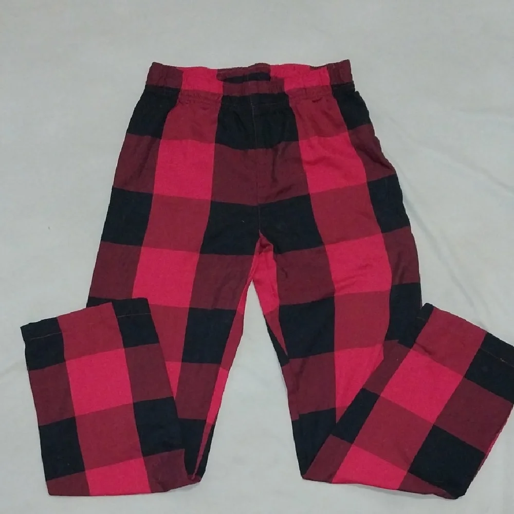 Old Navy Kids Red and Black Check Pajama Bottoms Large 10/12